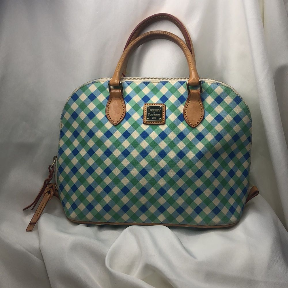 Blue and green patterned Dooney and Bourke bag